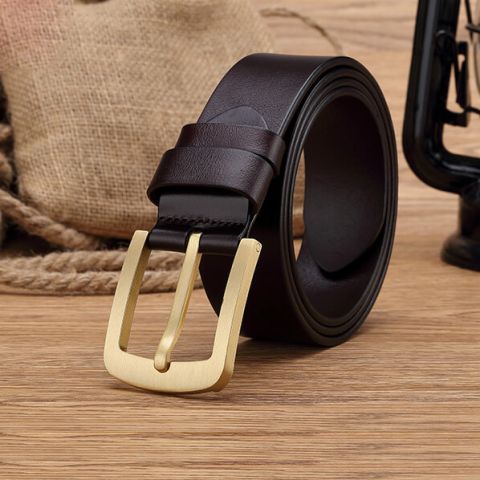 Dây lưng nam khoá đồng - Nâu cafe C923B