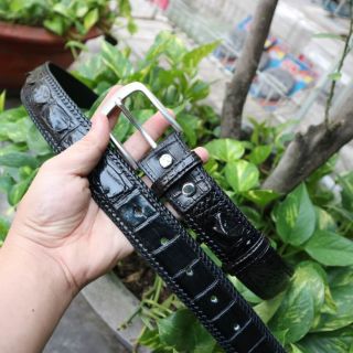 Thắt lưng đan viền 2 bên đẹp mắt khóa xỏ kim vân gai lưng bản 4cm E490