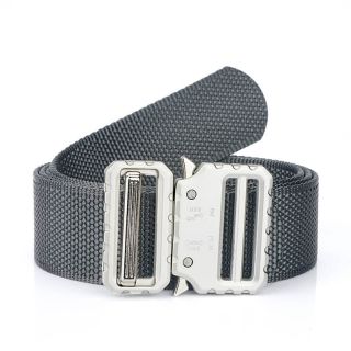 Thắt lưng vải dù có giãn khóa màu bạc đẹp mắt cho quần jean nam H016