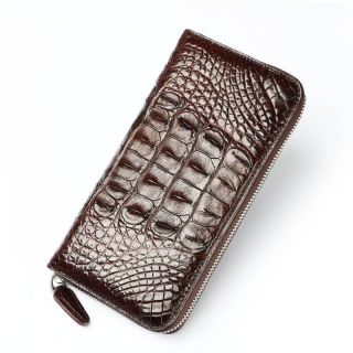 Ví cầm tay vân gai lưng cá sấu màu nâu đẳng cấp F200B