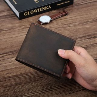 Ví da bò sáp nam tính sang trọng kiểu dáng ngang 11,5cmx9,5cm D456