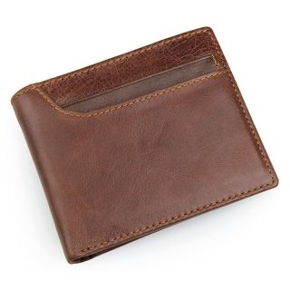 Ví da thật màu nâu nam tính kích thước 11,5x9,5cm cao cấp D967